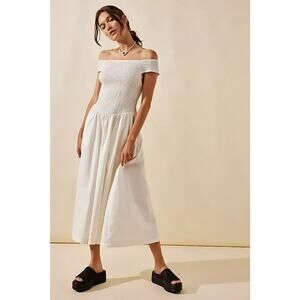 Free People Off-Shoulder White Midi Dress
